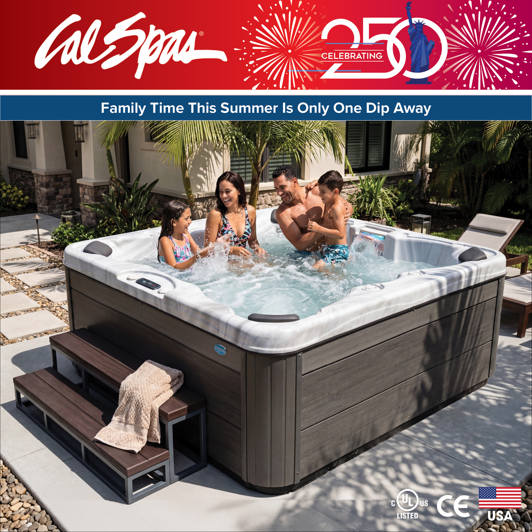 Calspas hot tub being used in a family setting - Inwood